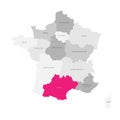 Occitania - map of region of France Royalty Free Stock Photo