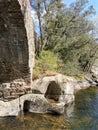 occitanie river under a stone bridge Royalty Free Stock Photo