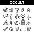 Occult, Demonic Entity Imagery Vector Linear Icons Set