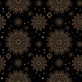 Occult sun mandala seamless pattern. Sacred Geometry Forms - Eye, Moon and Sun Royalty Free Stock Photo