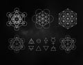 Occult symbols isolated on dark background. Magic vector decorative set Royalty Free Stock Photo