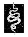 Occult trendy hand drawn illustration with snake, moon and stars.