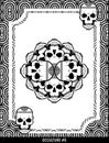 Occultism or magic, illustration without color flower skulls