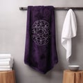 Occultist-inspired Purple Towel With Symbols And Energy Charge
