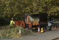 Occupation: Arborist in protective gear uses an industrial shredder. 3