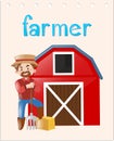 Occupation flashcard with farmer