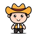 Cute farmer cowboy mascot design illustration kawaii