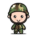 Cute army soldier mascot design illustration kawaii