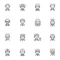 Occupation, profession line icons set