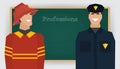 Occupation set, firefighter and policeman Royalty Free Stock Photo