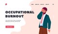 Occupational Burnout Landing Page Template. Adult Man Shocked or Confused Emotion. Astonished Male Character Royalty Free Stock Photo