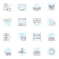 Occupational proficiency linear icons set. Skills, Competency, Expertise, Mastery, Proficiency, Capability, Aptitude