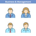 Occupations colorful avatar set: businessman, businesswoman, man Royalty Free Stock Photo