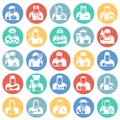 Occupations icon set on color circles background for graphic and web design, Modern simple vector sign. Internet concept. Trendy