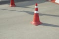 Occupied parking. Fenced road. Highway warning signal