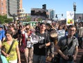 Occupy Boston Megaphone Protesters Royalty Free Stock Photo