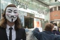 Occupy Exeter activist wearing Guy Fawkes mask