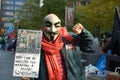 Occupy Wall Street protestor in Guy Fawkes mask Royalty Free Stock Photo