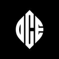 OCE circle letter logo design with circle and ellipse shape. OCE ellipse letters with typographic style. The three initials form a Royalty Free Stock Photo