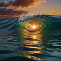 Wave Sunset. Beautiful ocean wave at sunset Royalty Free Stock Photo