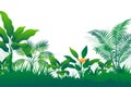 Tropical floral foliage border with simple flat style Royalty Free Stock Photo