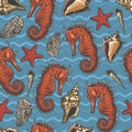 Ocean animals colorful pattern seamless