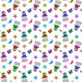 Ocean animals seamless jellyfish and crabs and starfish and fish and octopus pattern for wrapping paper