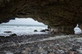 Underside of a dolomite rock arch on the north west coast of Newfoundland Canada Royalty Free Stock Photo