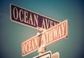 Ocean Avenue and Ocean Pathway cross signs in Ocean Grove, NJ Royalty Free Stock Photo