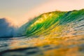 Ocean barrel wave at sunset. Perfect wave for surfing in Hawaii Royalty Free Stock Photo