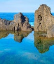 Ocean bathes lava pools Madeira