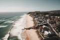 Ocean beach city view. Generate Ai