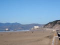 Ocean Beach looking toward the Cliff House and Seal Rock Royalty Free Stock Photo