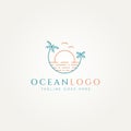 Ocean beach minimalist line art logo design Royalty Free Stock Photo