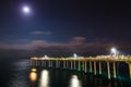 Ocean beach night view with fisherman Royalty Free Stock Photo