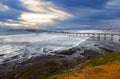 Ocean Beach Pier and Dramatic Sky in San Diego California Coastline Royalty Free Stock Photo