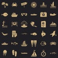 Ocean bottom icons set, simple style