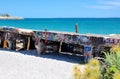 Ocean Breakwater with Tagging: Fremantle, Western Australia Royalty Free Stock Photo