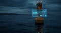 Ocean buoy with data visualizations Royalty Free Stock Photo