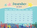 The Ocean Calendar of December 2019. Royalty Free Stock Photo