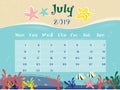 The Ocean Calendar of July 2019. Royalty Free Stock Photo