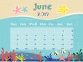 The Ocean Calendar of June 2019. Royalty Free Stock Photo