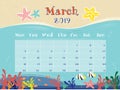 The Ocean Calendar of March 2019. Royalty Free Stock Photo