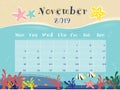 The Ocean Calendar of November 2019. Royalty Free Stock Photo