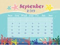 The Ocean Calendar of September 2019. Royalty Free Stock Photo