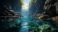 Sublime Wilderness: A Terragen-inspired Watery Passage In A Rocky Canyon