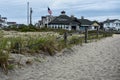 Ocean City, New Jersey sand dune grasses with almost famous Bown`s Donuts Royalty Free Stock Photo