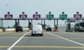 Ocean City, New Jersey, U.S.A - June 18, 2023 - The E-ZPass and full service toll booth by the exit into town