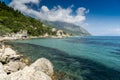 Ocean and cliffs Poros, Elios Proni, Cephalonia Kefelonia, Greece. Royalty Free Stock Photo