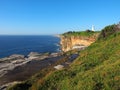 Ocean Cliffs With a White Lighthouse Royalty Free Stock Photo